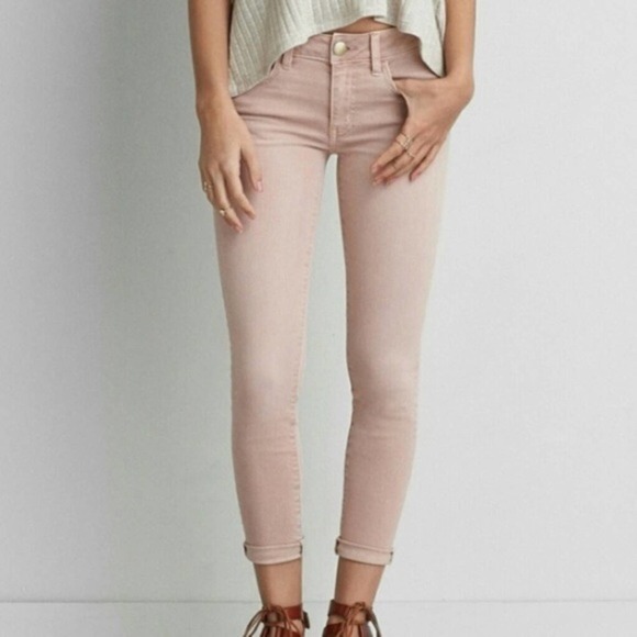 American Eagle Outfitters jeggings crop in pale pink size 2 - Picture 1 of 8